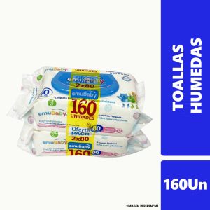 Toallitas Humedas EMUBABY CON TAPA Pack 2x80Un